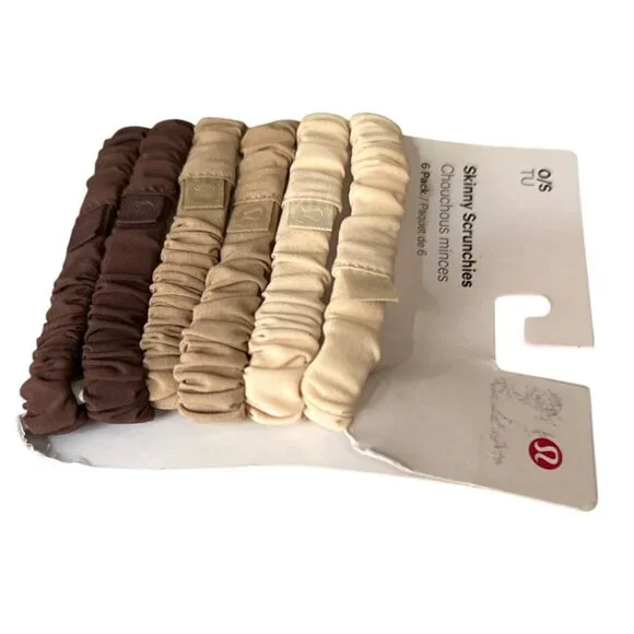 Lululemon Skinny Scrunchies 6 Pack O/S Neutral Tones Stretchy W9DB6S - Picture 1 of 7